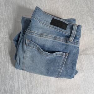 Nicole Miller Soho High Rise Ankle Slim Jeans Size 4 Blue Distressed Raw Hem